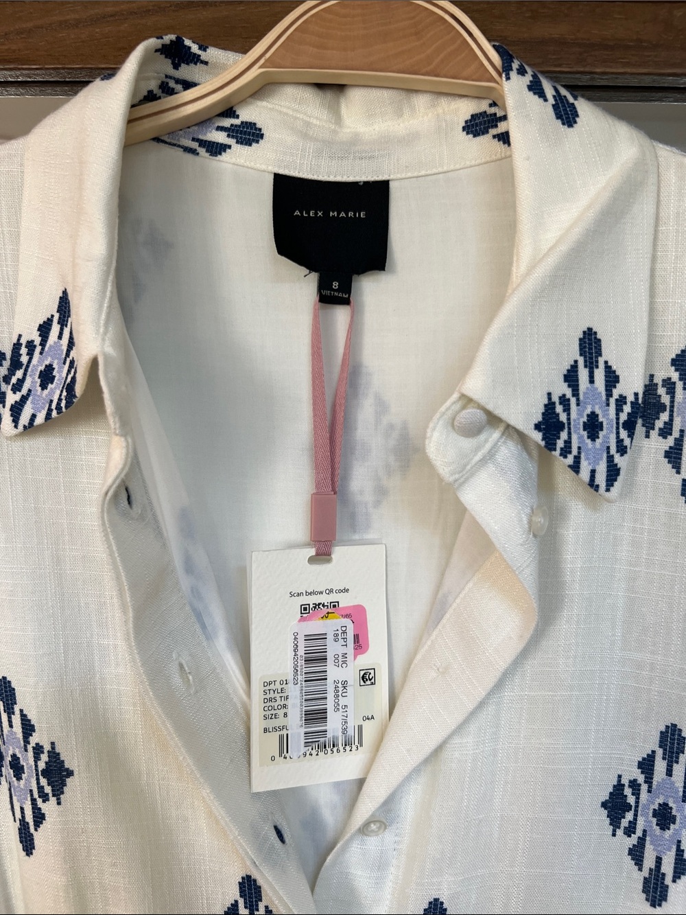 Alex Marie White Midi Linen Shirt Dress with Tie Waist - Picture 2 of 5